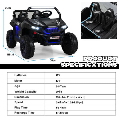 12V Electric Truck Car with Remote Controland Battery Powered UTV-Black