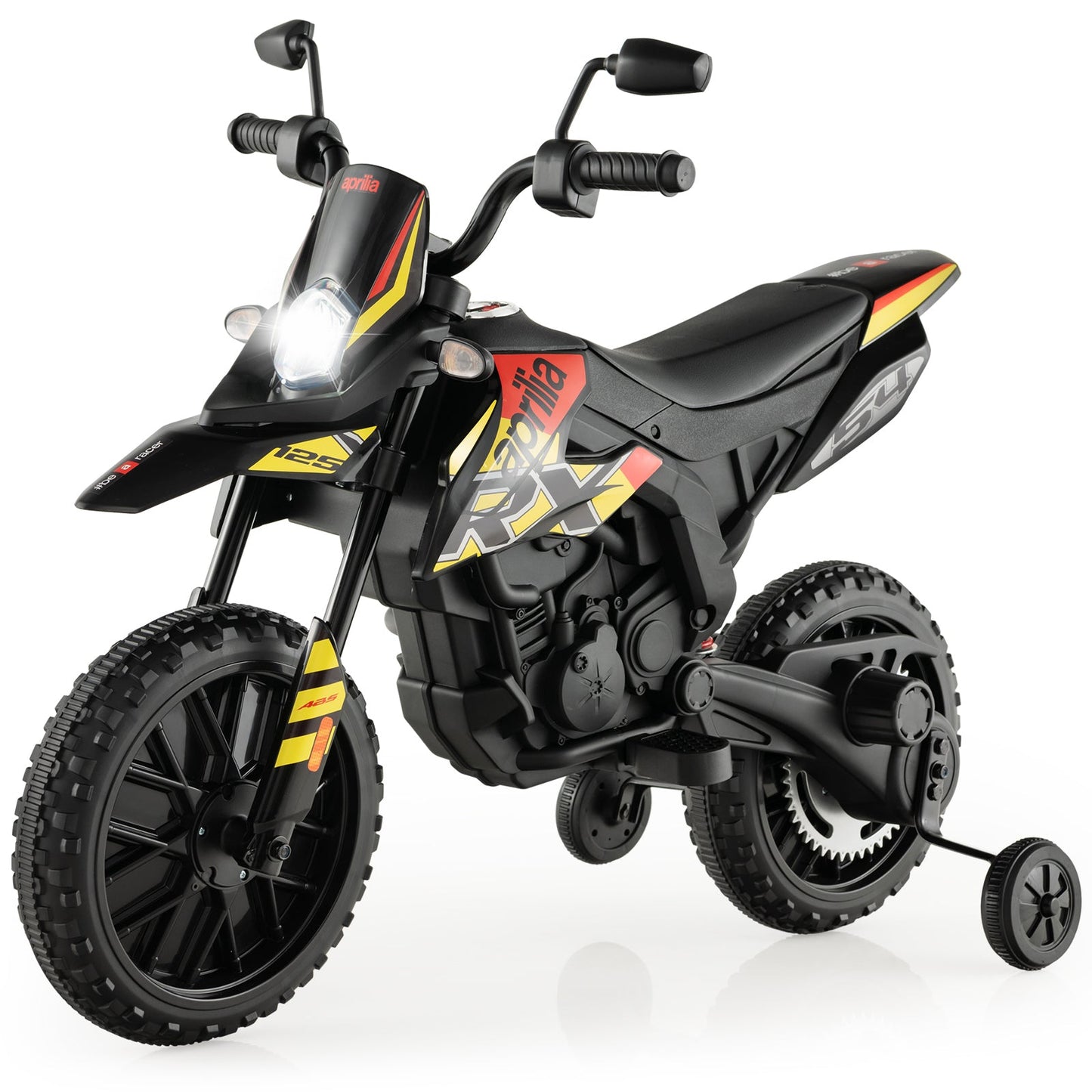 12V Battery Powered Toddler Motorbike with Music for 3-8 Years Old Kids-Black