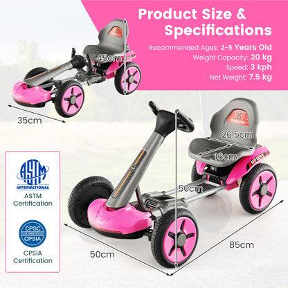 12V Electric Ride on Car with Adjustable Steering Wheel and Seat-Pink