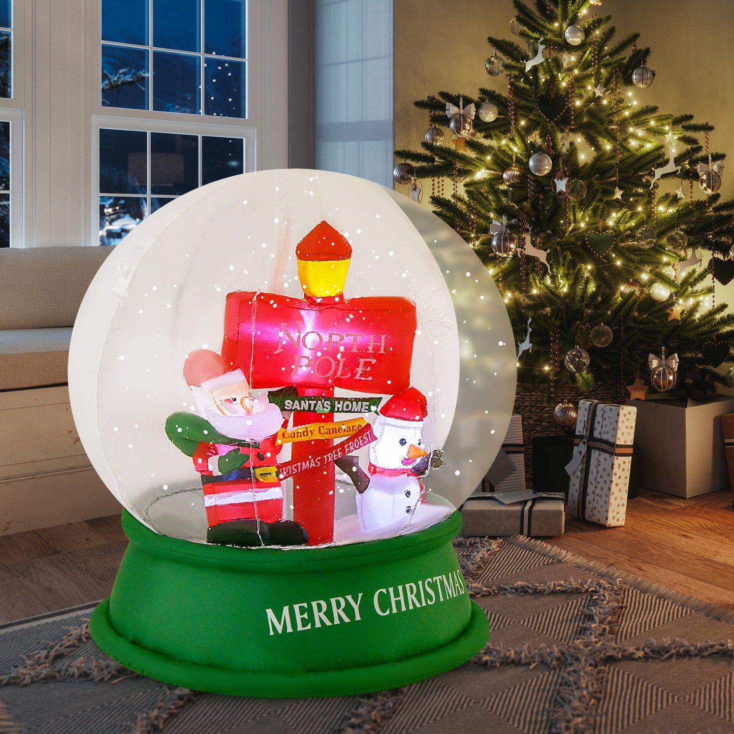 126 cm Christmas Light Up Crystal Ball Santa Snow Globe