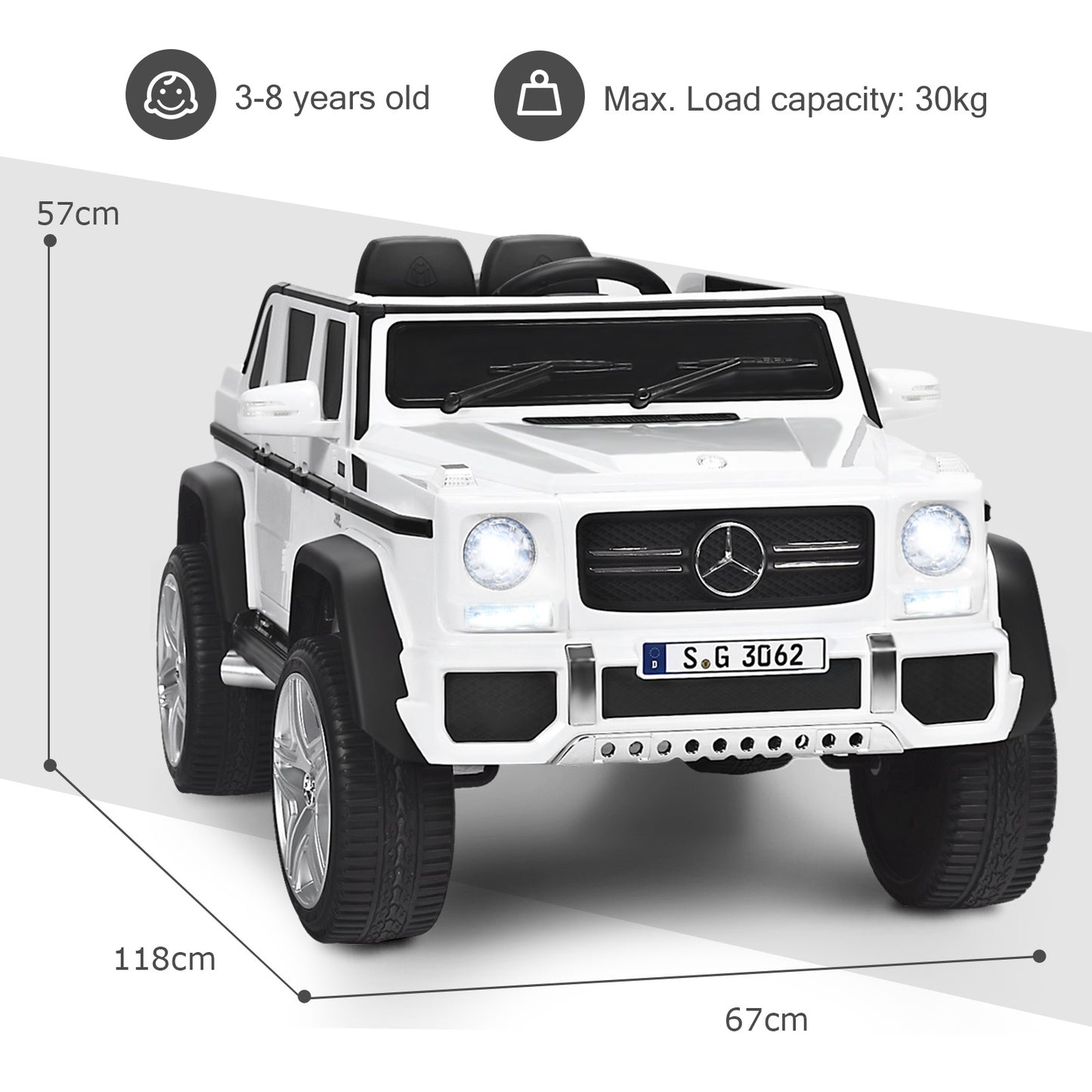 12V Electric Kids Ride On Car with 2 Motors and Remote Control-White