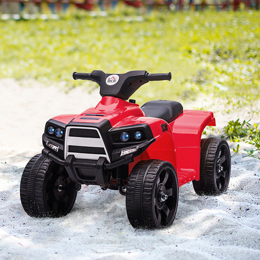 HOMCOM 6 V Kids Ride on Cars Quad Bike Electric ATV Toy for Toddlers w/ Headlights Battery Powered for 18-36 months Black+Red