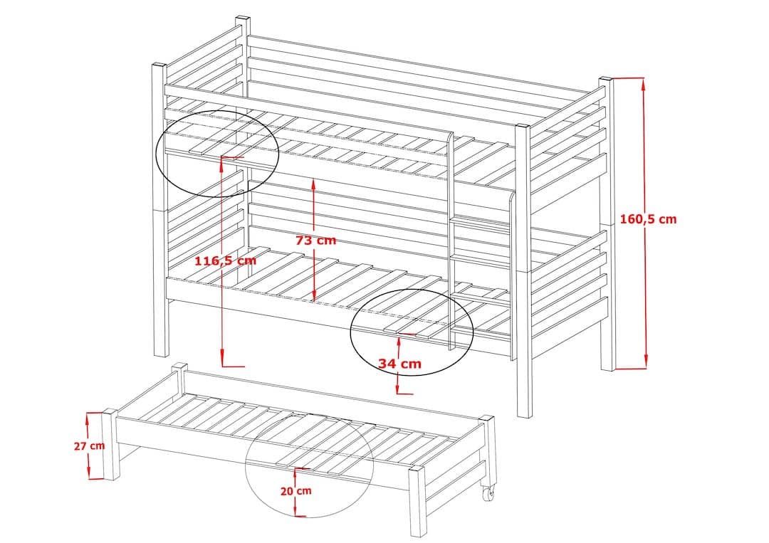 Tomi Bunk Bed with Trundle and Storage