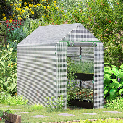 Walk in Garden Greenhouse with Shelves Polytunnel Steeple Grow House 186L x 120W 190Hcm White