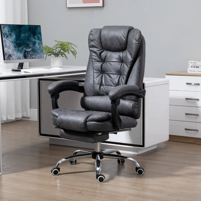 Vinsetto Adjustable Office Chair with High Back Footrest and 6 Points Heating Massage Function - Dark Grey