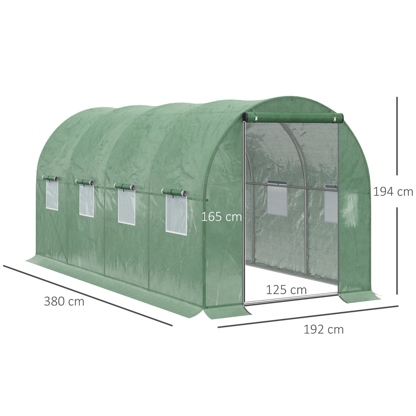 Walk in Polytunnel Outdoor Garden Greenhouse with Windows and Doors (4 x 2M)