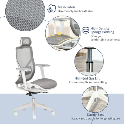 Vinsetto Adjustable Ergonomic Office Chair with Mesh Back - Grey