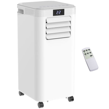 HOMCOM 8000 BTU 4-In-1 Compact Portable Mobile Air Conditioner Unit Cooling Dehumidifying Ventilating w/ Fan Remote LED Display 24 Hr Timer Auto Shut