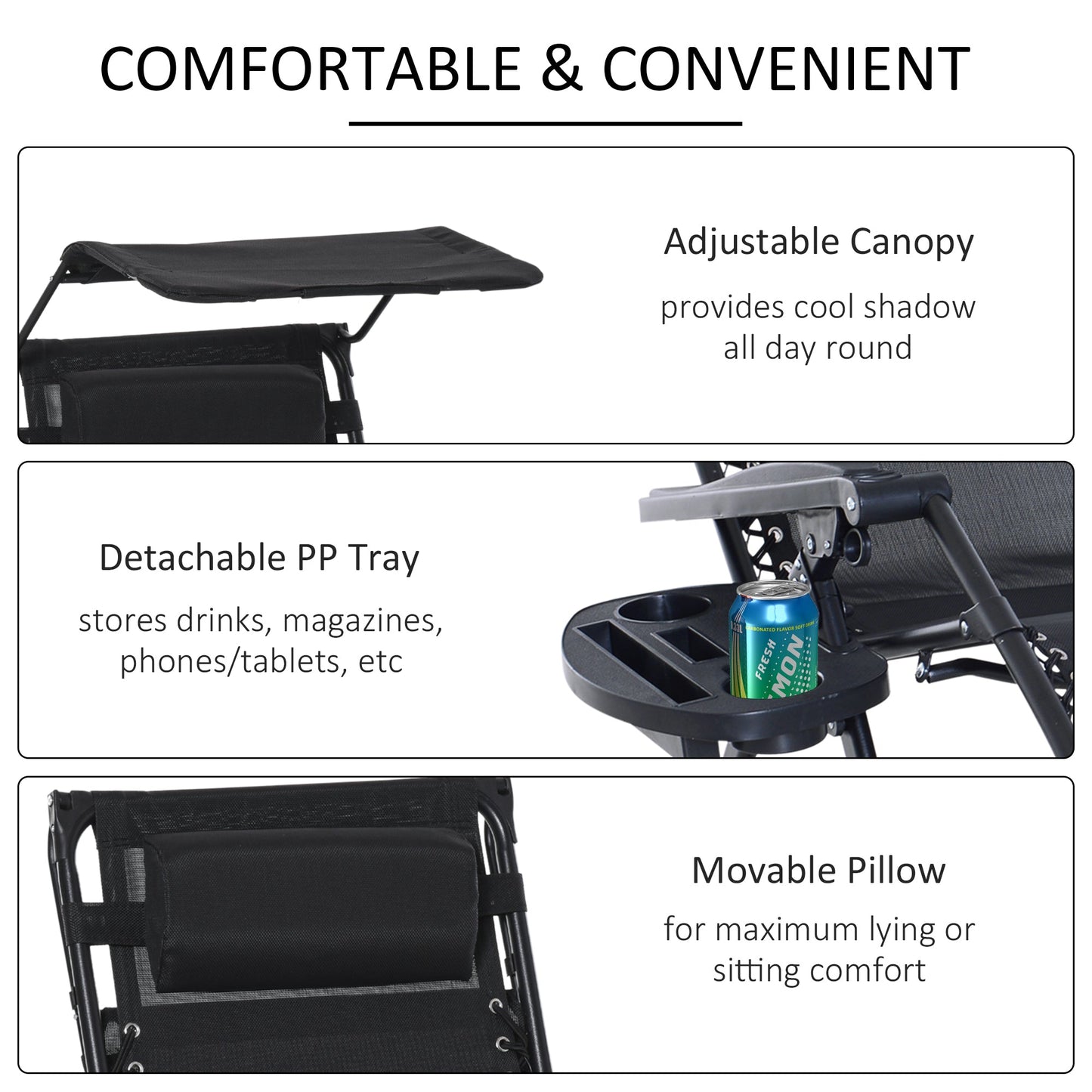 Outsunny Folding Recliner Chair Outdoor Lounge Rocker Zero-Gravity Seat w/ Adjustable