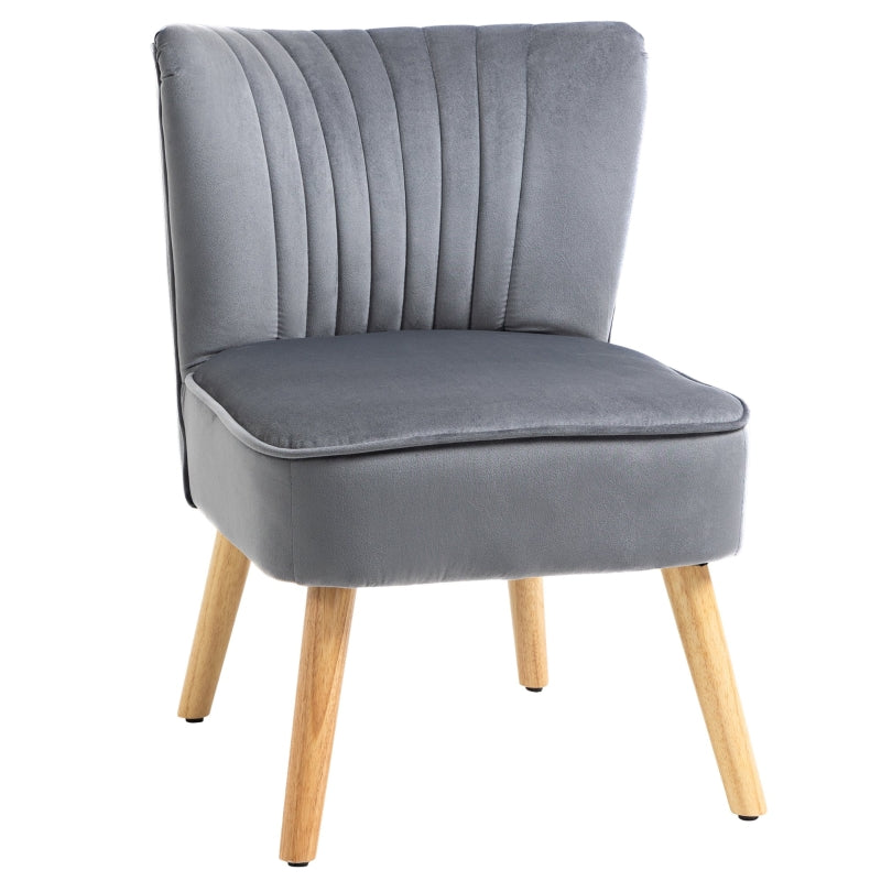 Velvet-Feel Armless Accent Chair - Grey