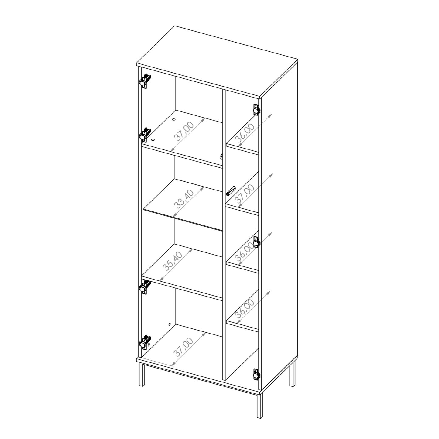 Querty 07 Tall Display Cabinet 70cm