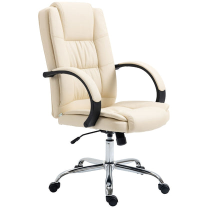 Vinsetto High Back Reclining PU Leather Office Chair with Padded Armrests and Adjustable Height - Beige