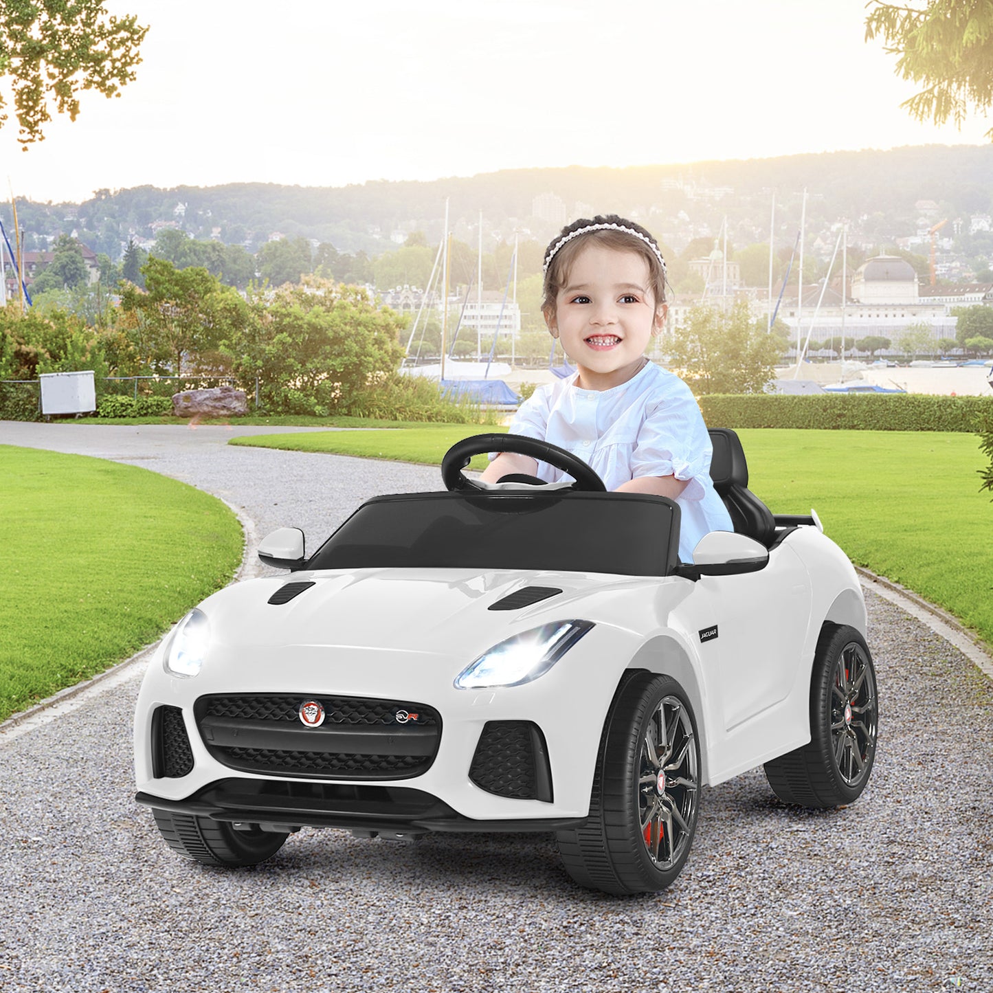 12V Jaguar F-Type SVR Kids Ride On Car with Remote control-White