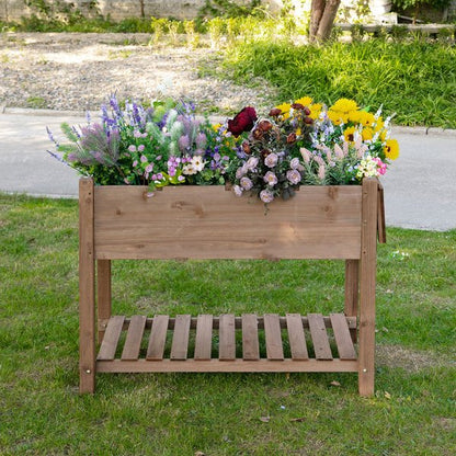 123 X 54 74 Cm. Wooden Garden Plant Stand W/ Shelf