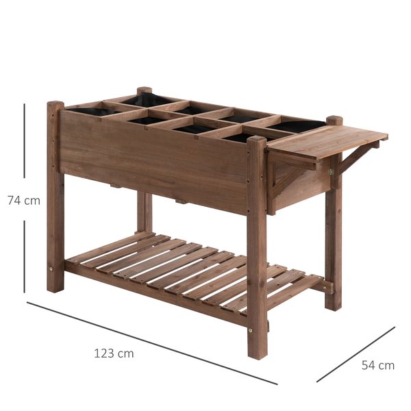 123 X 54 74 Cm. Wooden Garden Plant Stand W/ Shelf