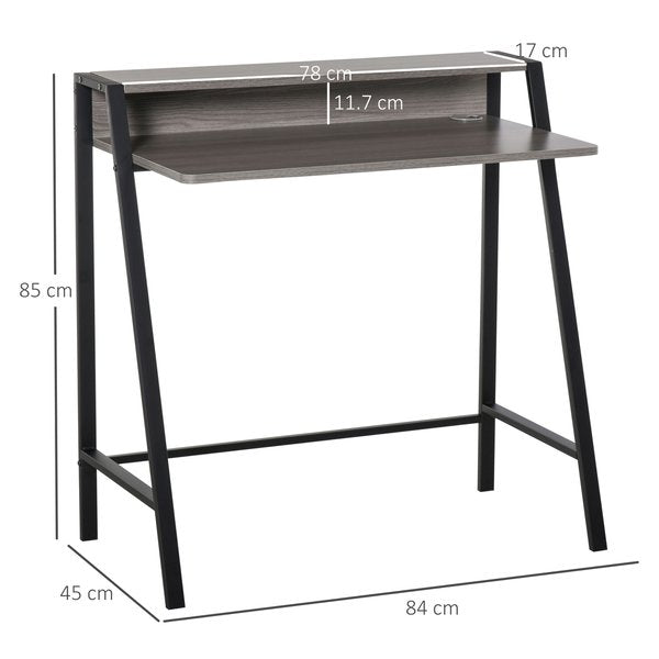 Wooden Writing Desk Computer Table With Storage Shelf, Steel Frame For Home Office