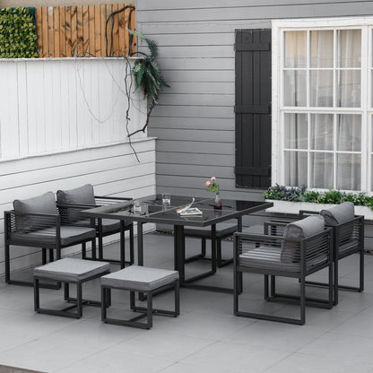 Outsunny 8 Seater Garden Dining Cube Set - Grey