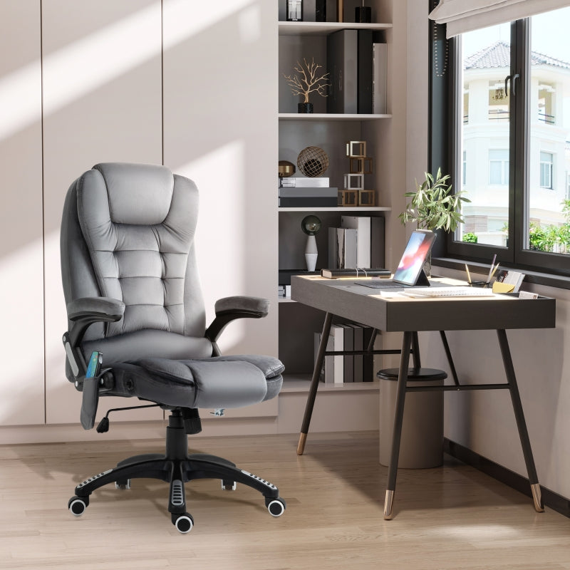 Vinsetto Velvet-Feel Office Chair with Six Massage Points - Grey