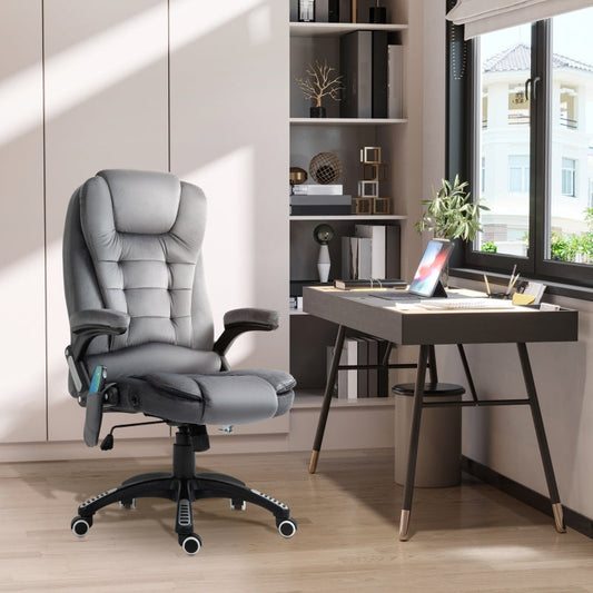 Vinsetto Velvet-Feel Office Chair with Six Massage Points - Grey