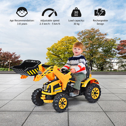 12V Battery Powered Kids Ride on Excavator with Horn and Safety Belt-Yellow