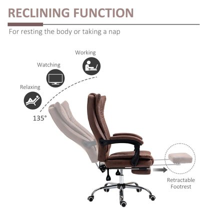 Vinsetto Reclining Office Chair with Armrests and Footrest -  Brown