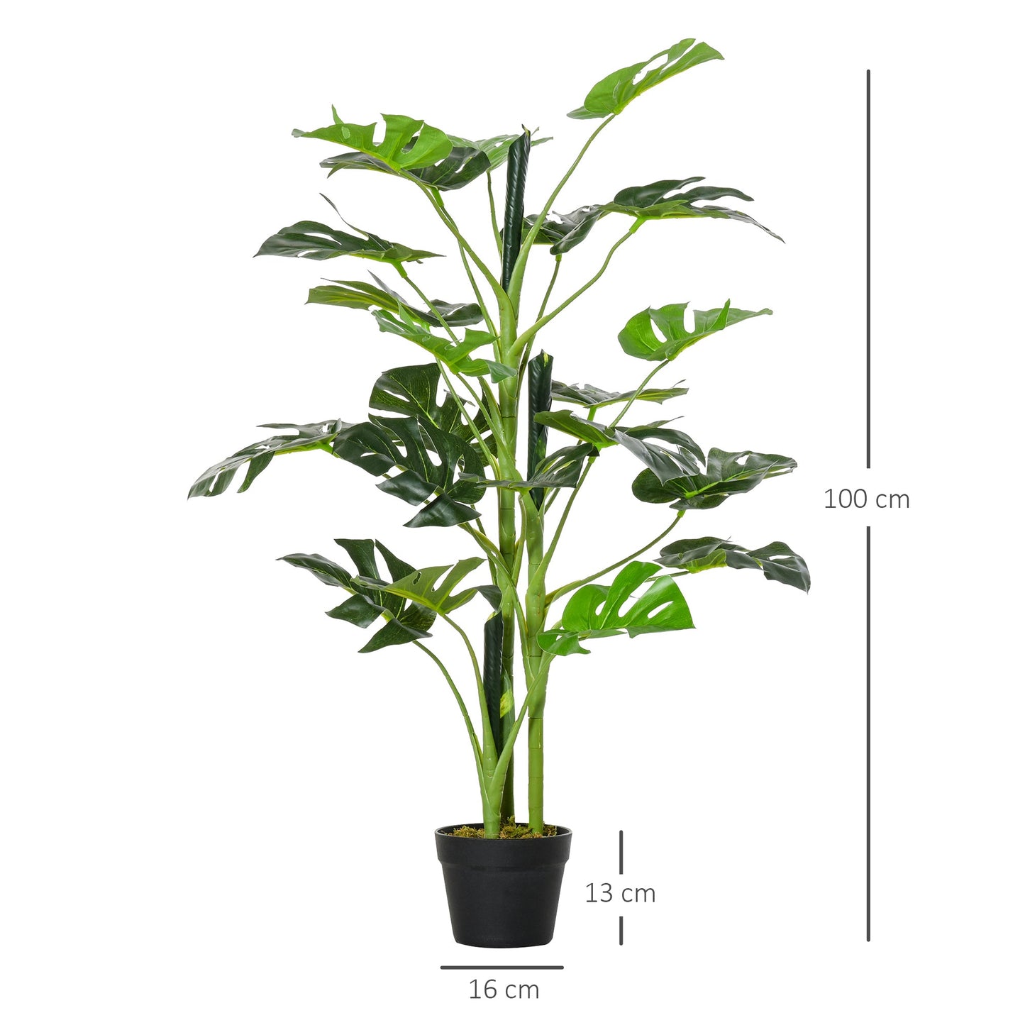 100cm Artificial Potted Monstera Decorative Plant with 21 Leaves