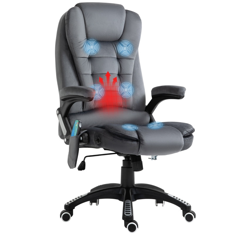 Vinsetto Velvet-Feel Office Chair with Six Massage Points - Grey