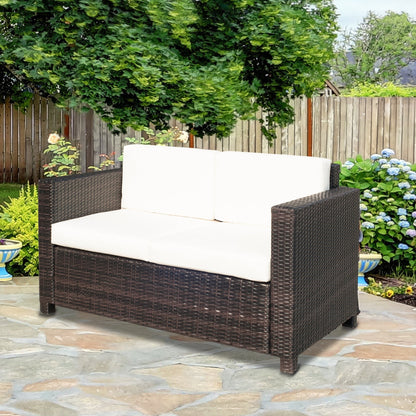 Outsunny 2-Seater Rattan Sofa - Brown