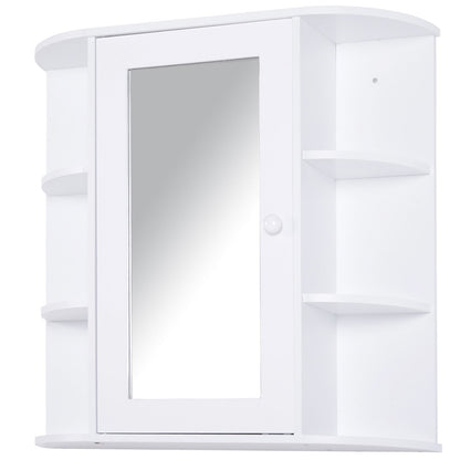 Wall Mount Mirror Cabinet Storage Bathroom Cupboard w/ Single Door and Shelves