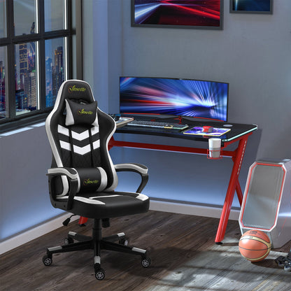 Vinsetto Racing Gaming Chair w/ Lumbar Support, Headrest, Gamer Office Chair, Black White