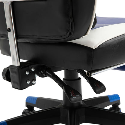 Vinsetto Gaming Chair with Footrest, Neck & Back Pillow - Blue