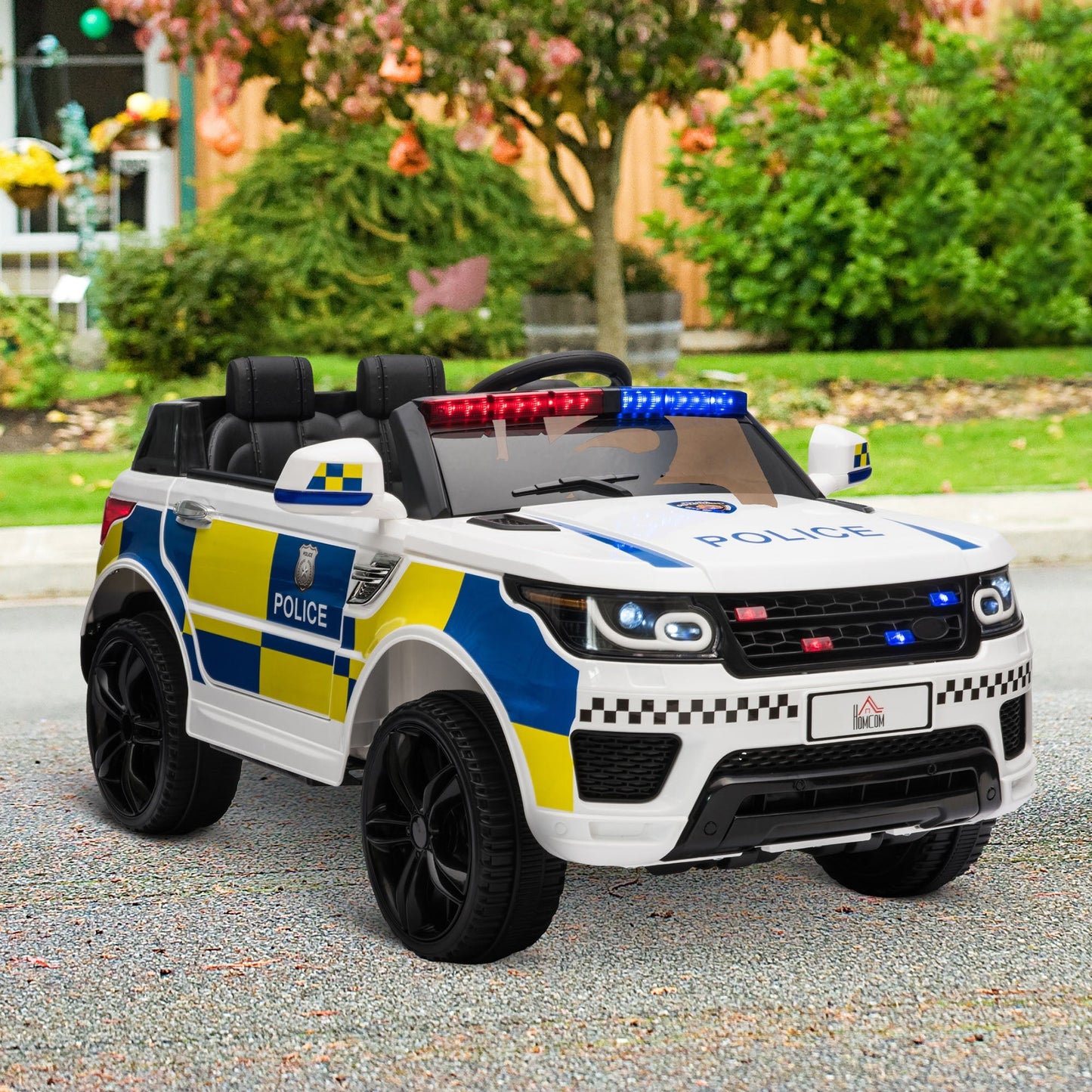 12V Kid Electric Ride On Police Car w/ Remote Siren Light Bluetooth 3-6 Years