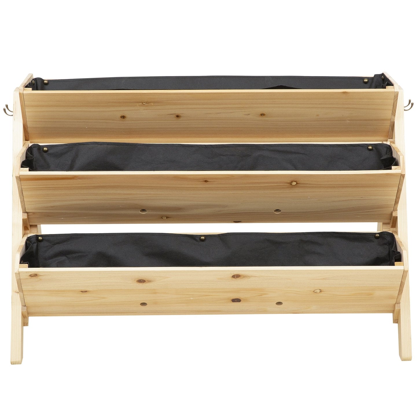 Outsunny 3 Tier Raised Beds for Garden, Wooden Planter Boxes with Clapboard and Hooks, 142L, 120 x 68 x 80cm