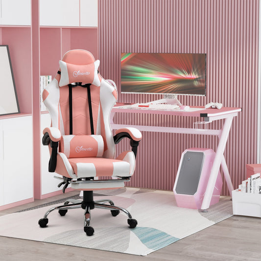 Vinsetto Racing Gaming Chair w/ Lumbar Support, Home Office Desk Gamer Recliner, Pink