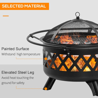 2-in-1 Outdoor Fire Pit With BBQ Grill