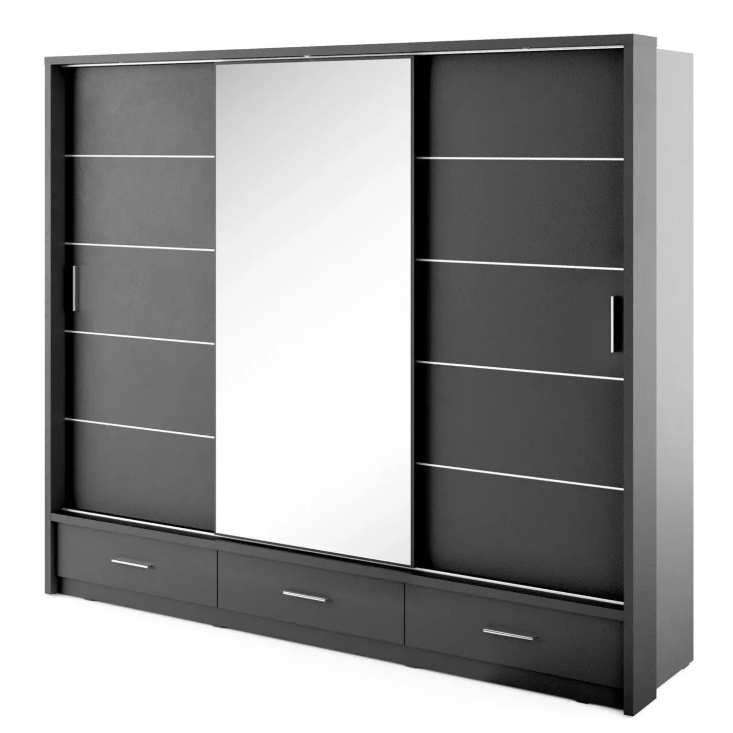 Artimas I Sliding Door Wardrobe 250cm - Black Matt