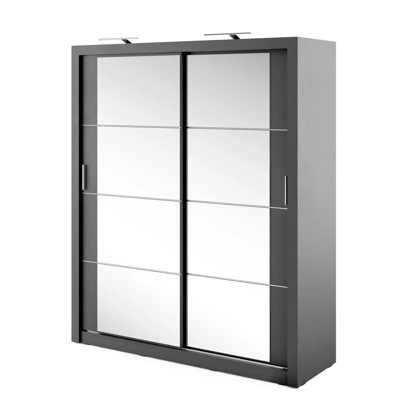 Artimas III Sliding Mirrors Door Wardrobe 181cm - Black Matt