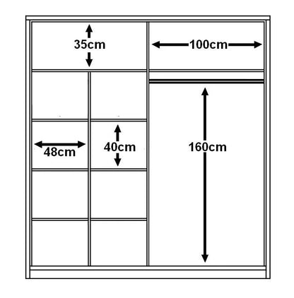 Bretta 2 Door Sliding Wardrobe 203cm - White, Grey or Oak