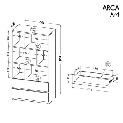 Arca AR4 Bookcase 80cm