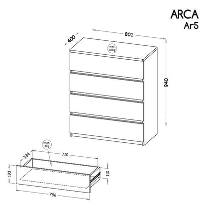 Arca AR5 Chest of Drawers 80cm