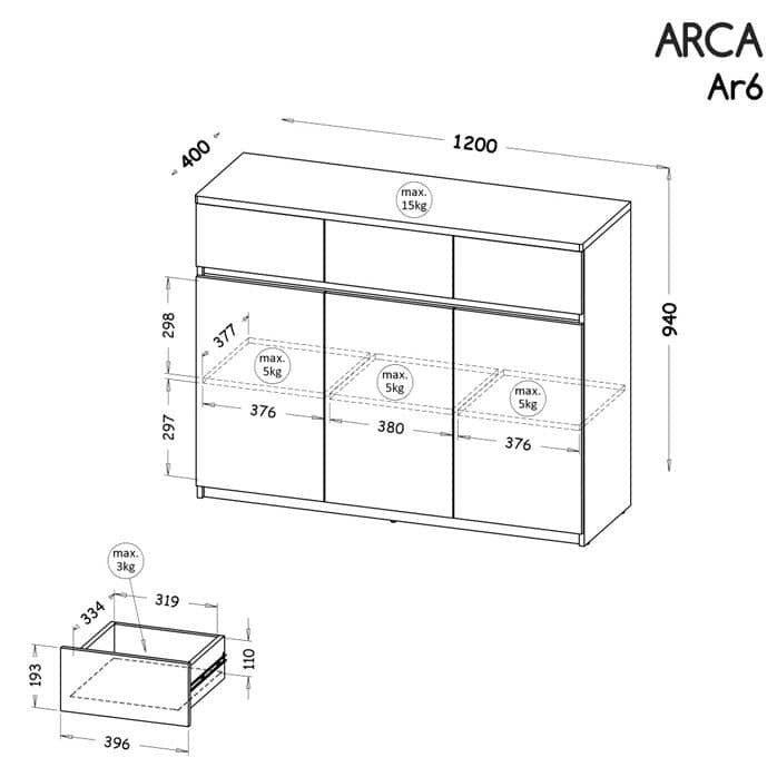 Arca AR6 Sideboard Cabinet 120cm