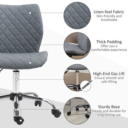 Vinsetto Mid Back Swivel Chair w/360Â° Swivel Height, thick sponge padded, Adjustable Home Office Linen Fabric Grey