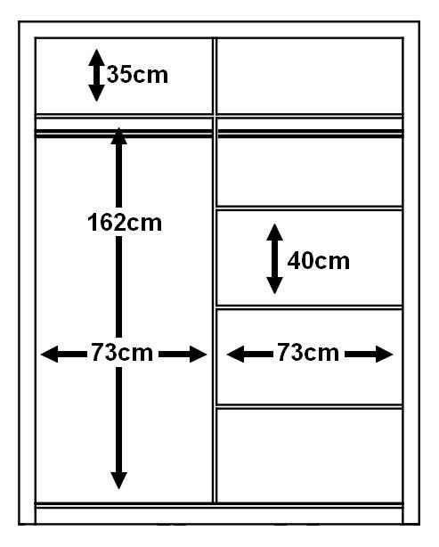 Zakhar 2 Door Sliding Wardrobe 150cm - Black, White, Grey or Oak