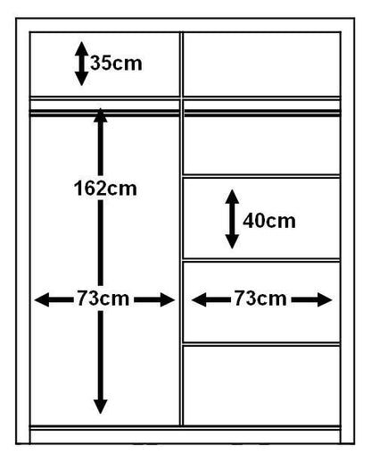 Zakhar 2 Door Sliding Wardrobe 150cm - Black, White, Grey or Oak