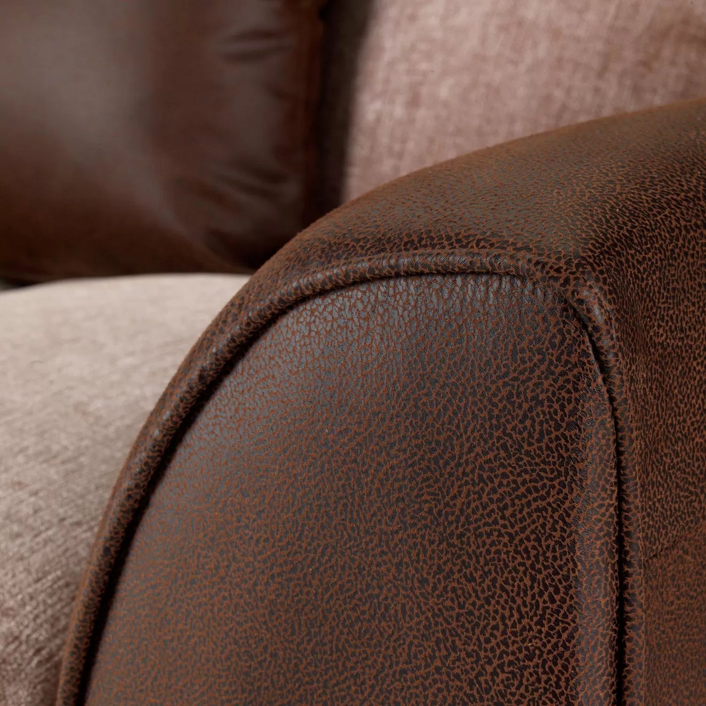 Aruba Brown and Beige Chenille Fabric Corner Sofa