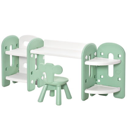 Kids Adjustable Table and Chair Set 2 Piece Green and white for 1-4 years old