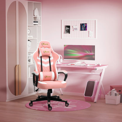 Vinsetto Racing Gaming Chair w/ Lumbar Support, Headrest, Gamer Office Chair, Pink White