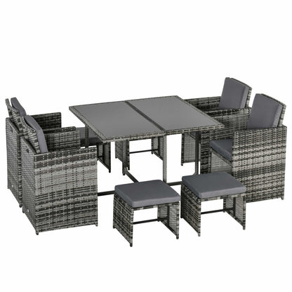 Outsunny Rattan Furniture Set Wicker Weave Patio Dining Table Seat