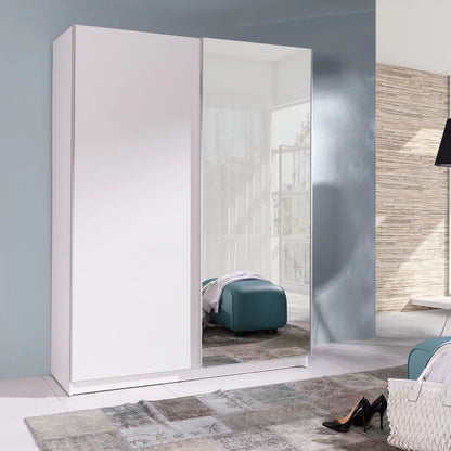 Belona Mirrored 2-Door Sliding Wardrobe 150cm - White or Sonoma Oak