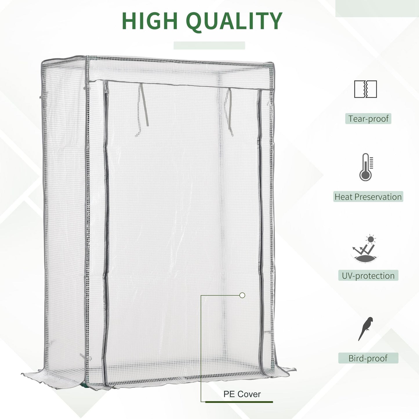 Outsunny 101 x 50 x 150cm Greenhouse PE Cover with Zipper Roll-up Door Outdoor Green